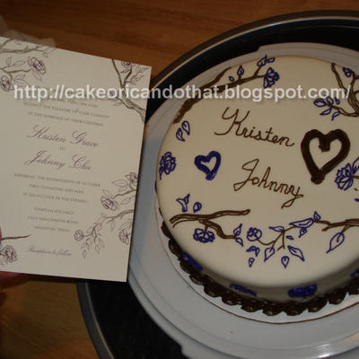 Engagement Cake Designed After Wedding Invitations