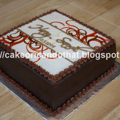 Engagement Cake W/ Brown & Orange Swirls