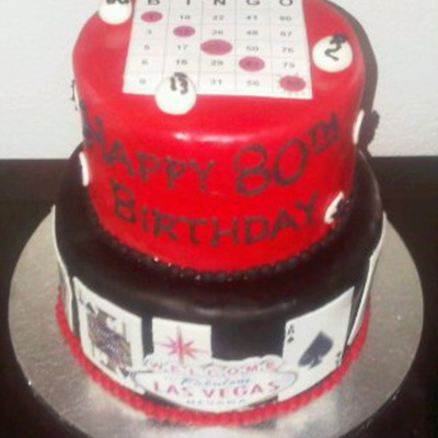 Vegas Bingo Themed Birthday Cake