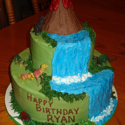 Dinosaur Volcano Cake