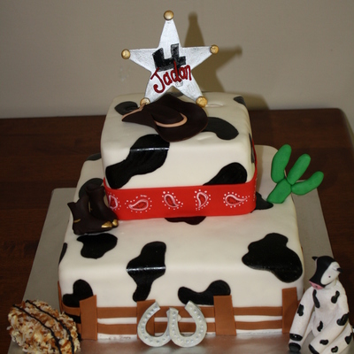 Cowboy Birthday Cake With Cow That Goes "moo!"