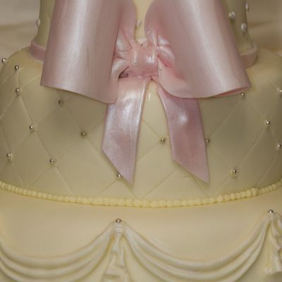 Pink, Ivory And Silver Wedding Cake