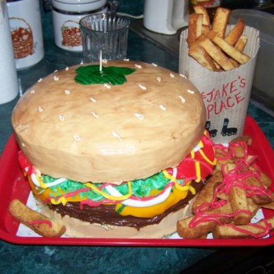 Hamburger And Fries Cake