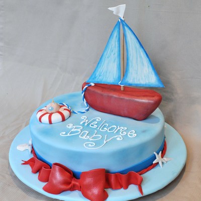 Sailboat Baby Shower Cake