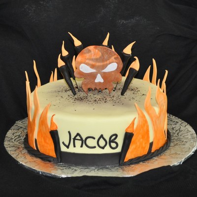 Flaming Skull Cake