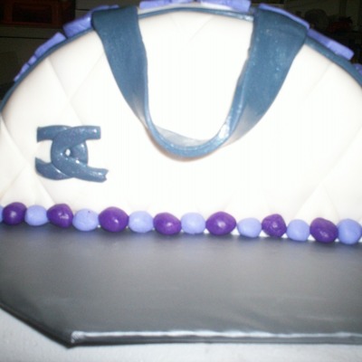 Black And White Purse With Purple Acents
