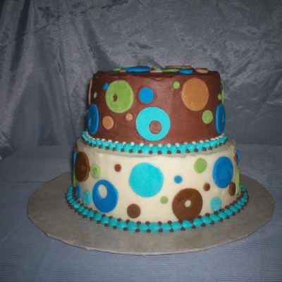 Baby Boy Circles Shower Cake