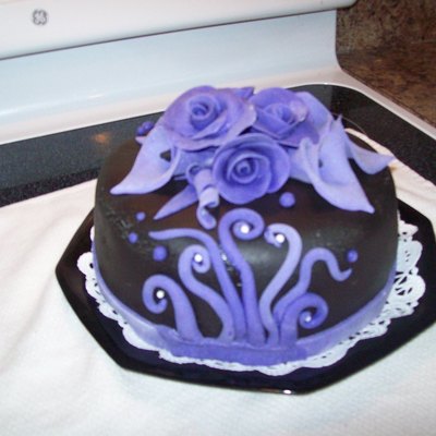 Black And Purple Birthday/divorce Cake