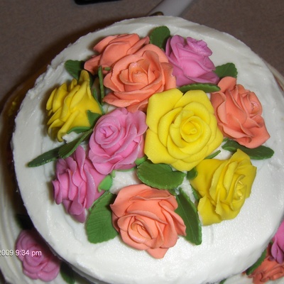 Pink, Yellow And Peach Fondant Roses