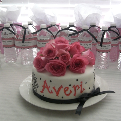 Pink And Black Baby Shower Cake