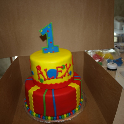 First B-Day Cake In Primary Colors