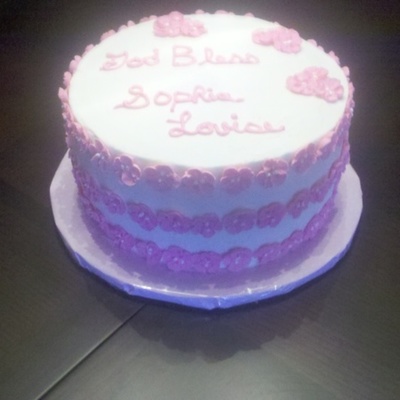 Christening Cake- Pink Flowers