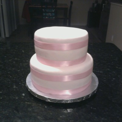 Bridal Shower Cake- Pink Ribbon