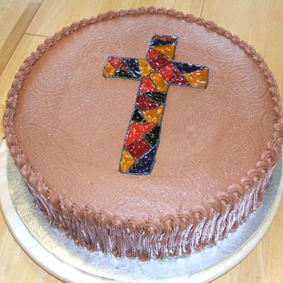 Chocolate Cake With Chocolate Buttercream, Stainglass Cross