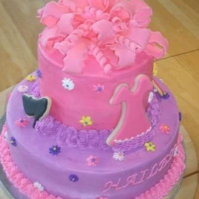 Pink & Purple Girly Cake With Bow