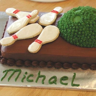 Bowling Ball With Cookie Bowling Pins