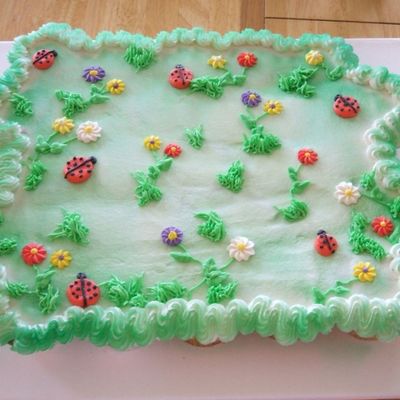 Ladybug & Flowers Cupcake Cake