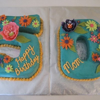 Floral 50Th Birthday Cake