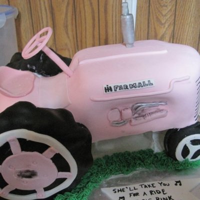Pink Tractor Cake