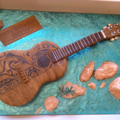 Ukelele Cake With The Hawaiian Islands