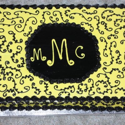 Black And Yellow Bridal Shower Cake