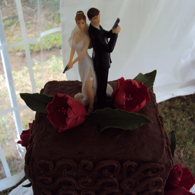 Chocolate Buttercream Wedding Cake W/ Red Tulips