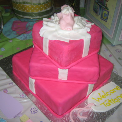 Baby Girl Gift Box Shower Cake