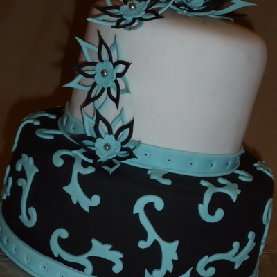Black And Teal Birthday Cake