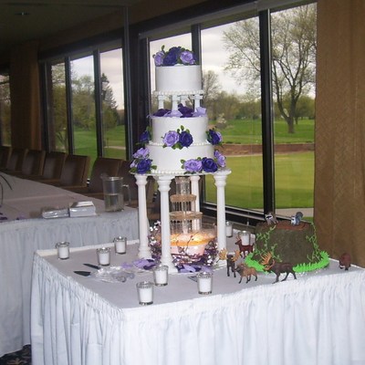 Fountain Cake With Purple Roses