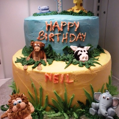 Animal Theme Birthday Cake
