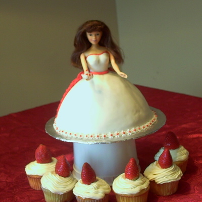 Doll Cake With Cupcakes