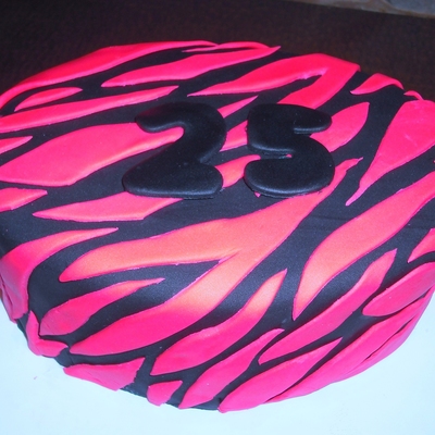 Hot Pink Zebra Birthday Cake