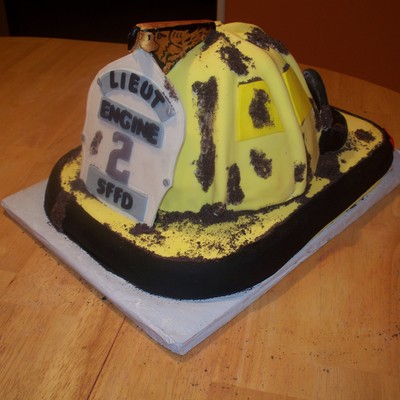 Fire Helmet Cake