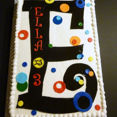 Ella Is 3 Monogram Cake