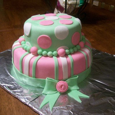 Pink And Green Baby Shower Cake