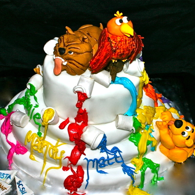 Owl Bulldog Lion Cake