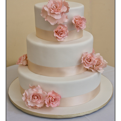 Wedding Cake With Handmade Roses