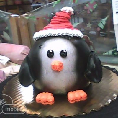 Penguin Cake With Santa Hat