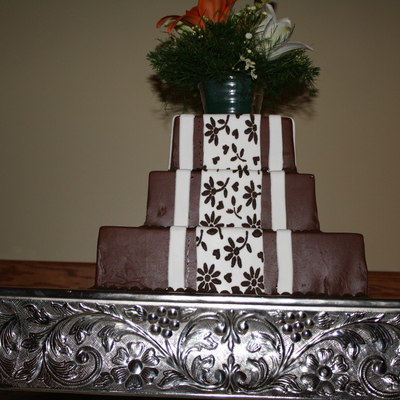 Chocolate Fondant With White Embossed Ribbon