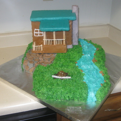 80Th Birthday Cabin Cake
