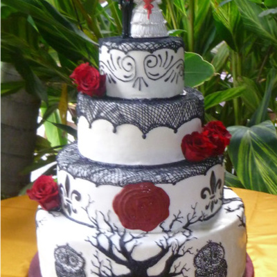 Spanish Day Of The Dead Inspired Wedding Cake