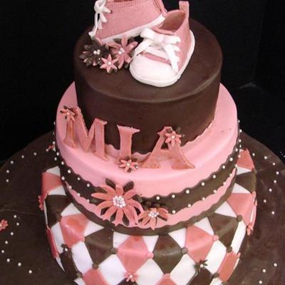 Pink And Brown Baby Shower Cake