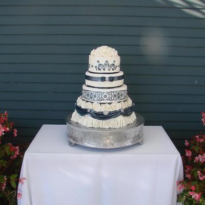 Navy Blue & White Wedding Cake
