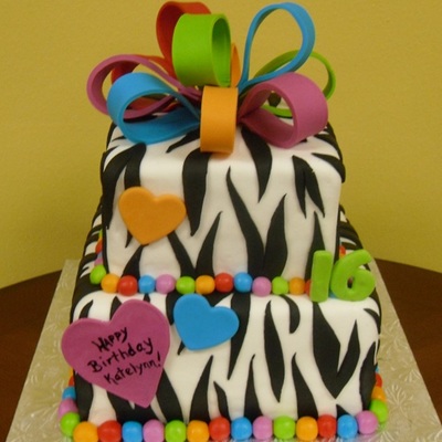 Colorful Zebra Stripe Birthday Cake