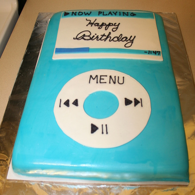 Blue Ipod Bday Cake (First Time Covering With Fondant!)