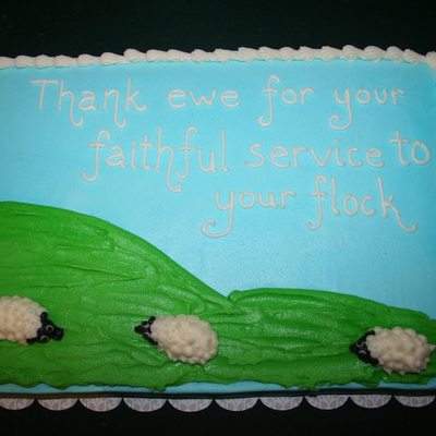 Pastor Appreciation Sheep In Pasture Cake