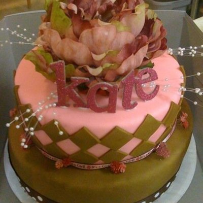 Pink And Brown Baby Shower Cake