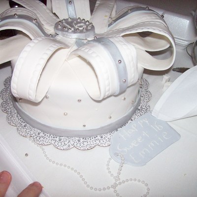Silver And White Sweet 16 Cake