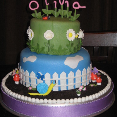 Olivia's 1St Birthday Garden Cake