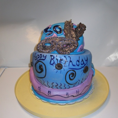 50Th Birthday & Mardi Gras Cake